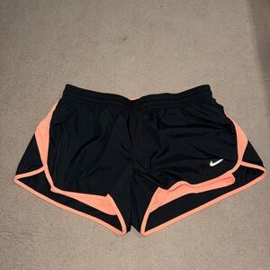 Nike Women's Black and Orange Athletic Shorts